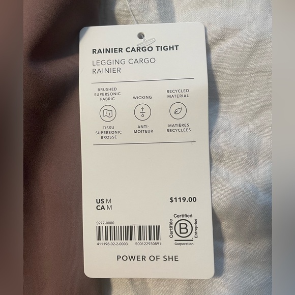 NWT Athleta Rainier Cargo Tight Fleece Lined Leggings in Smoky Rose Pink Sz M - Picture 10 of 10